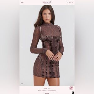 MARICA House of CB brown velvet and lace corset dress. NWT size Small